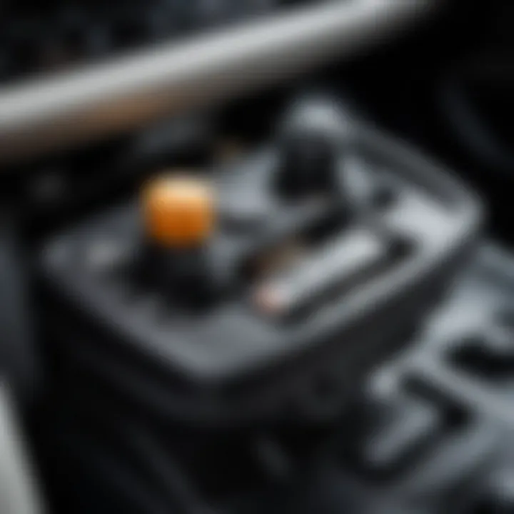 Close-up of ABS system components in a vehicle