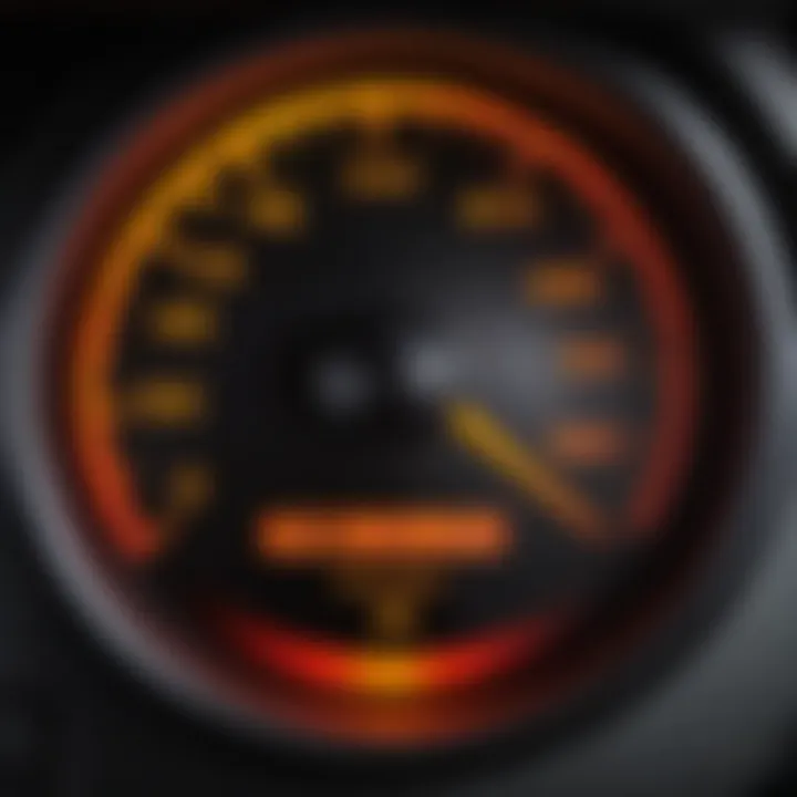 Close-up view of an ABS warning light on a car dashboard