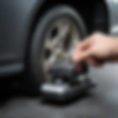 Automotive professional diagnosing brake issues