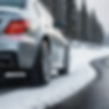 Illustration of a car navigating a snowy curve