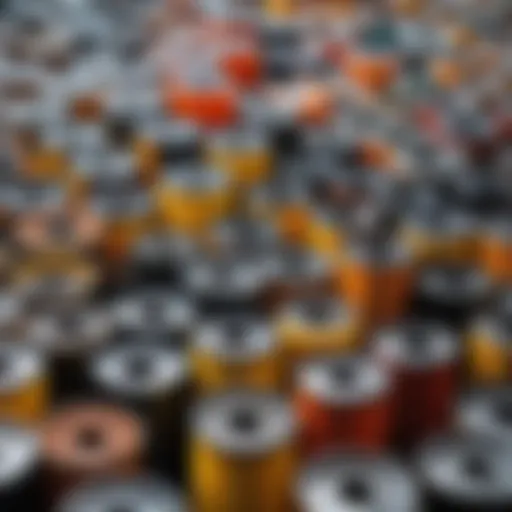 Different types of oil filters displayed