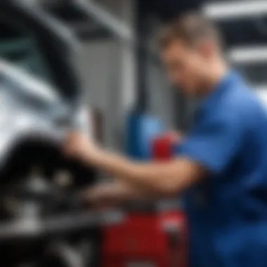 Mechanic performing vehicle maintenance