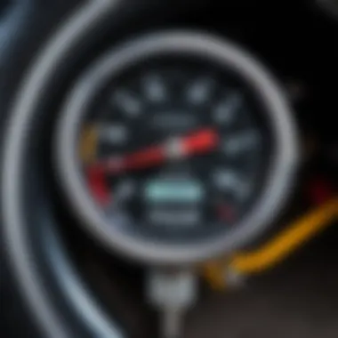 Measuring Tire Pressure Accurately Close-up of a tire gauge measuring pressure