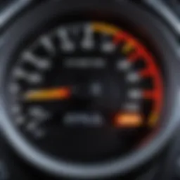 Close-up of the Hyundai Accent dashboard with the check engine light illuminated.