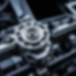 Close-up view of a window regulator mechanism