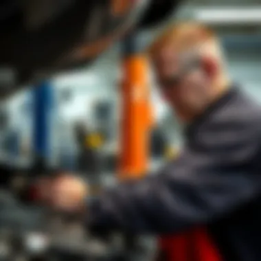 Mechanic diagnosing vehicle vibration issues