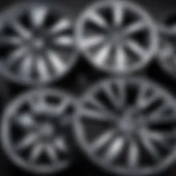 Different types of car wheels showcasing various designs